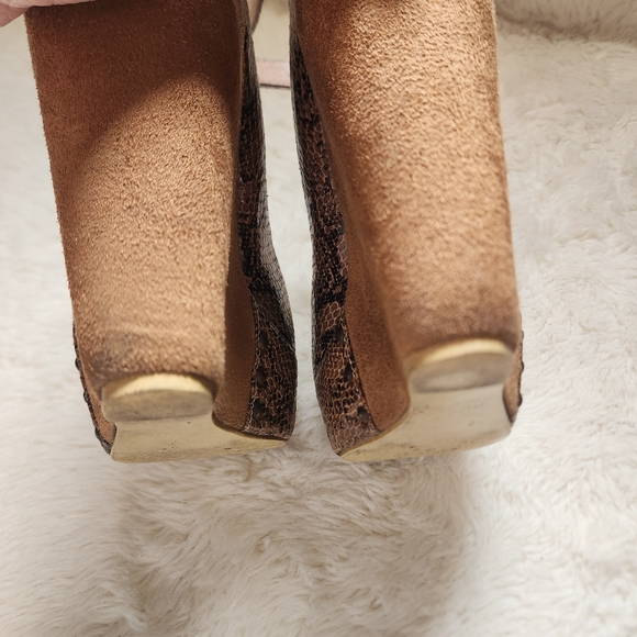 Roberto Vianni Snake-print Python Peep-toe Wedge Platform Heels Sandals Size 38 - Picture 8 of 14